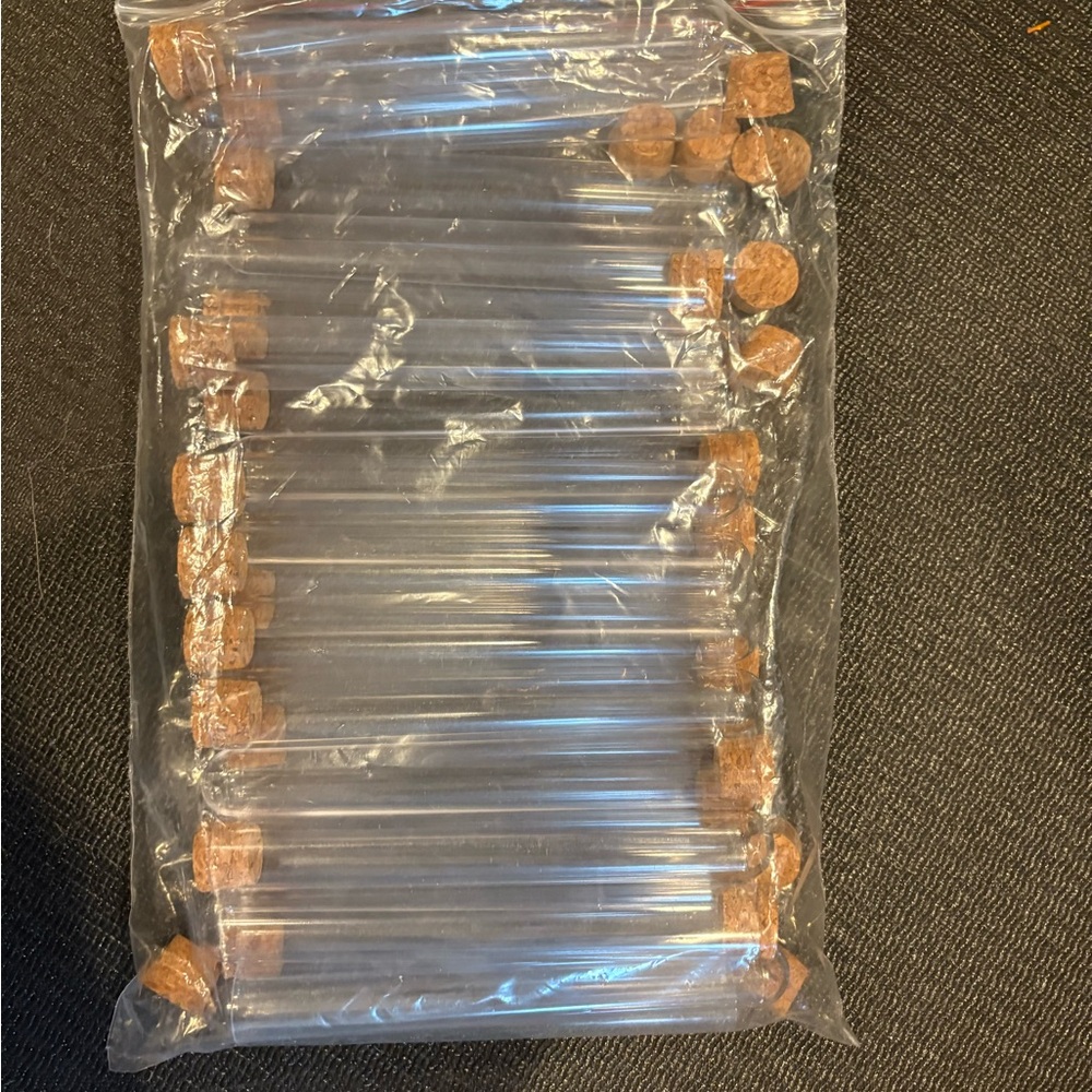 Clear Plastic Vials with Cork Stoppers